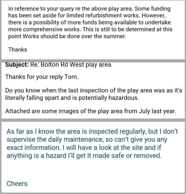 Bury Council Top Park Email Thread